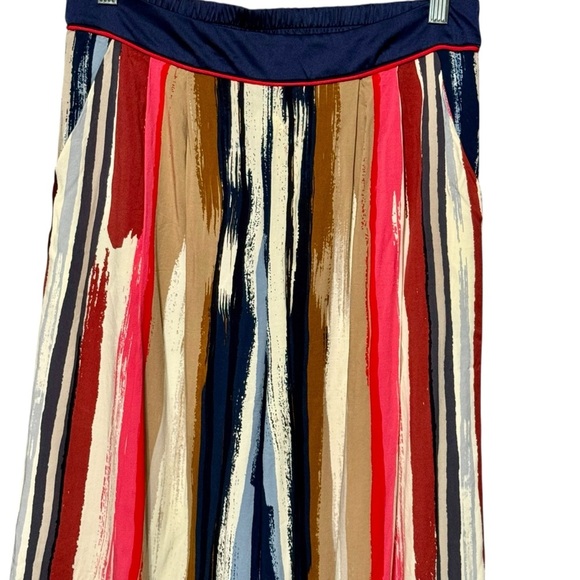 Skies Are Blue Striped Multicolored Wide Leg Boho Artsy High Waist Palazzo Pants - Picture 2 of 10